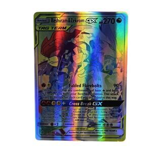 Reshiram & Zekrom GX 259/236 NM RAINBOW SECRET RARE Cosmic Eclipse Pokemon Card